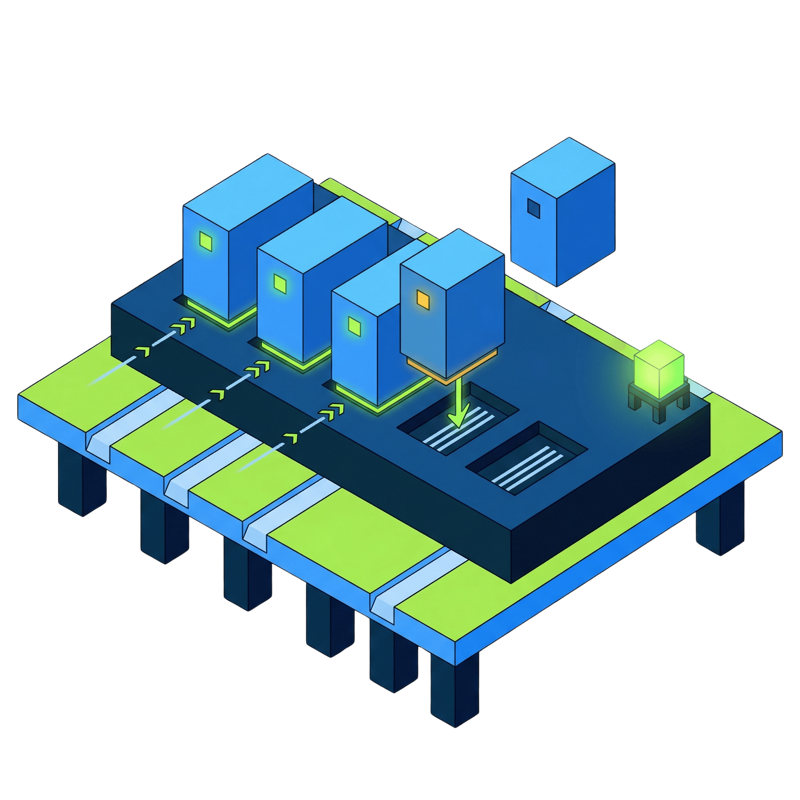 Isometric illustration of hot-pluggable network services