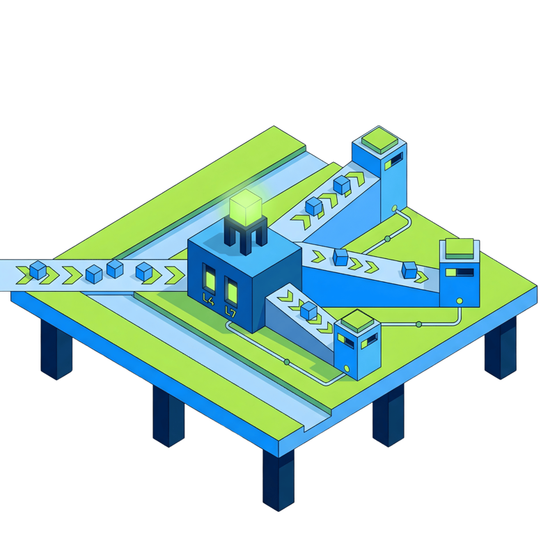 Isometric illustration of L4/L7 load balancing